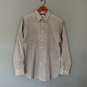 JOHN VARVATOS STAR USA STRIPED GREY BUTTON DOWN SIZE 16 REG